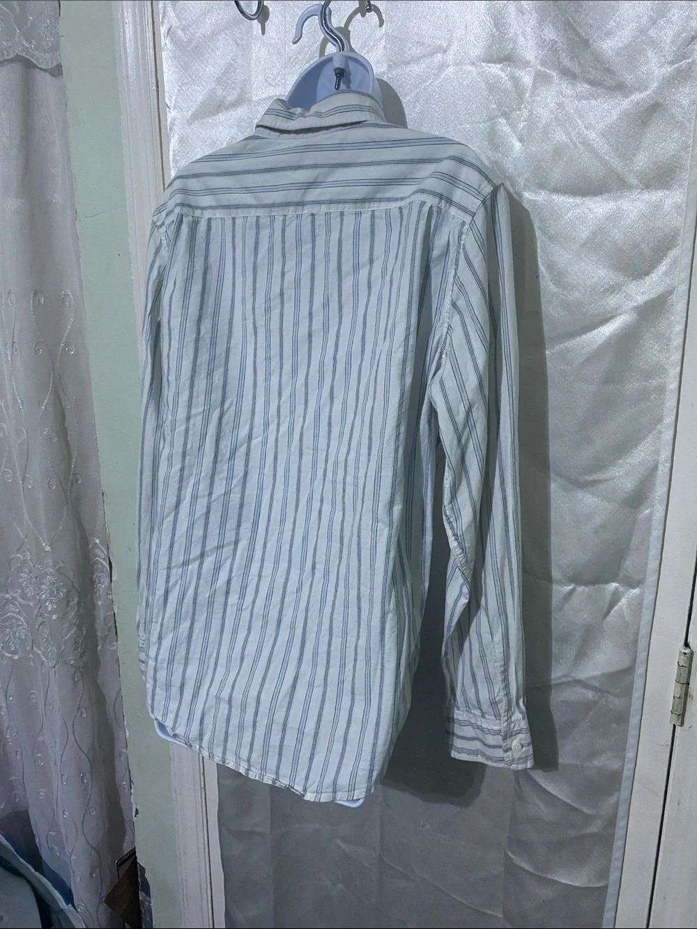 Levi's White Button-Down Shirt with Gray Stripes